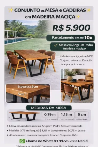Conjunto de mesa e cadeiras