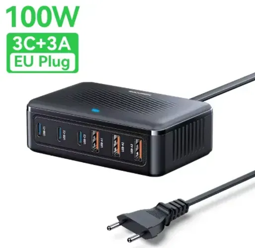 Novo - Estação de Carregamento Rocoren 100W 6 Portas Super Rápido Android iPhone Notebook