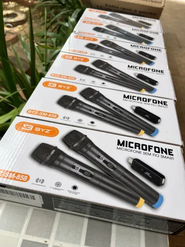 Kit Duplo de Microfones Sem Fio Smart BYZ-SM-858 Profissional
