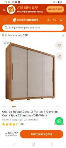 Guarda roupa 3 portas correr