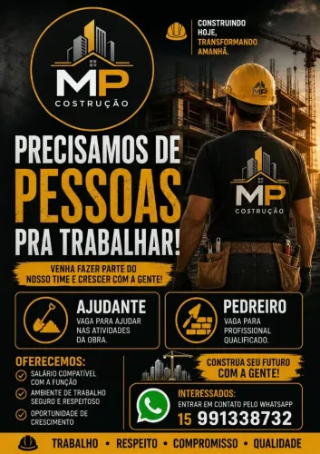 Vagas de pedreiro e ajudante