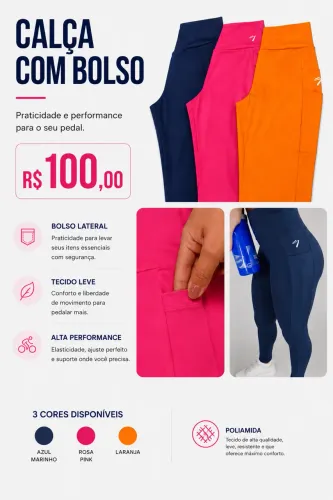 Calça com bolso - poliamida