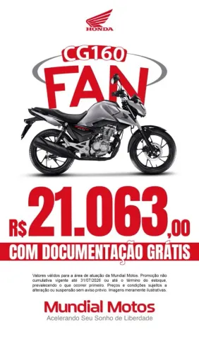 Promoção para a Cg 160 Fan
