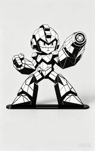 Peça geometrica 3d vegeta, zoro, megaman