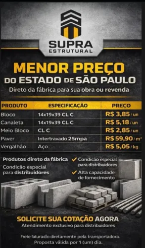 Bloco de concreto direto da fábrica 