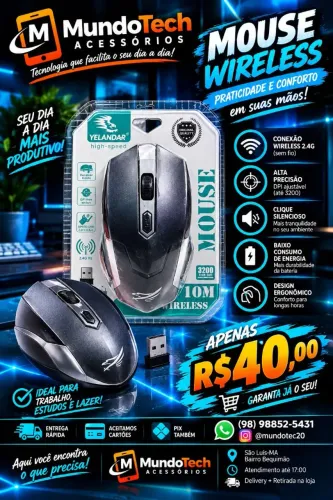 Mouse Wireless sem Fio 