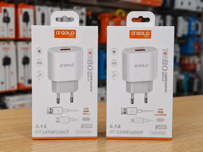Carregador Gold 30w iPhone UBS - entrega em São Luís e região