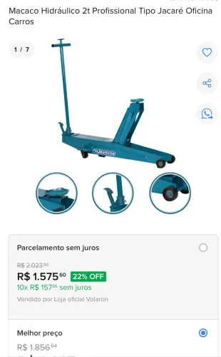 macaco hidraulico jacaré longo de 2 toneladas da marca Marcon.