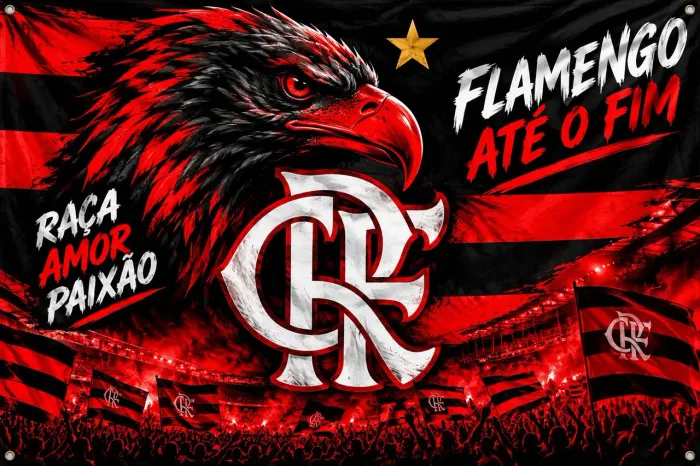 ? BANDEIRA DO FLAMENGO - 3,00 x 2,00 METROS ?<br><br>? Deixe sua torcida ainda mais bonita!