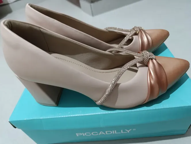 Sapato Salto Bloco Piccadilly Rose