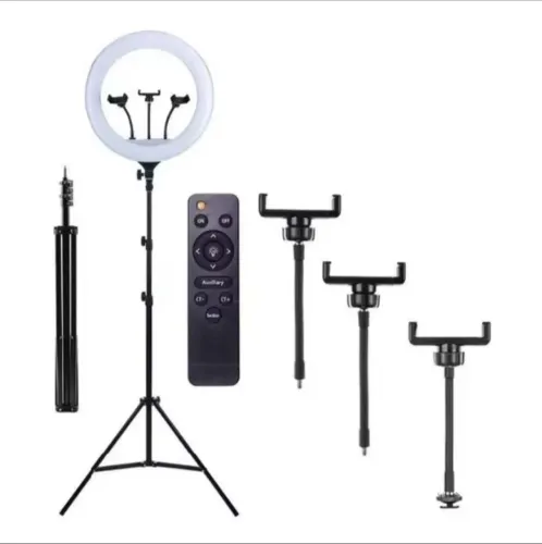 Ring Light 18 Polegadas c/ Suporte 3 Celulares + Tripé 2,10 Altura