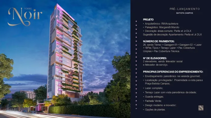 TORRE NOIR Apartamento Novo de Alto Padrão no Coração do Umarizal