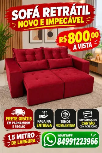 Receba na sua totalmente grátis esse lindo sofá retrátil.