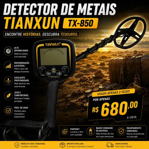 Detector de Metais Tianxun TX-850 - Estado de Novo - Apenas R$ 680