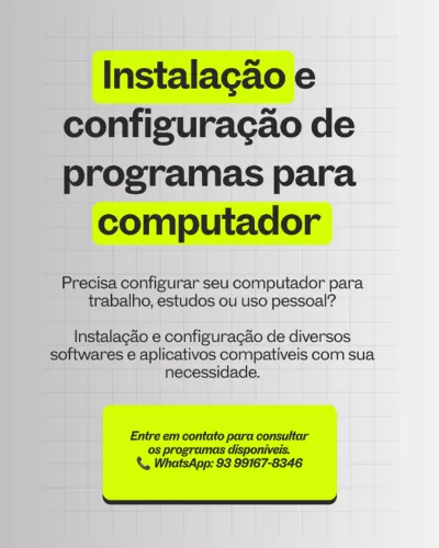 Instalação e configuração de programas para computador