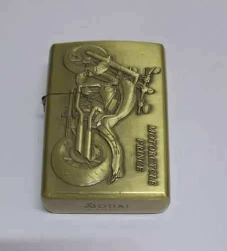 Isqueiro Bohai Motorcycle Prince a Fluido Vintage Colecionável Novo - Estilo Zippo