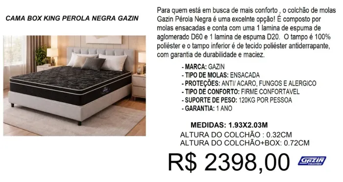 Conjunto box + colchão king