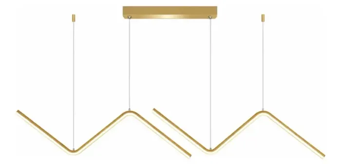 Luminária Pendente Onda Luminária pendente Dourada para Teto com LED- Branco Quente