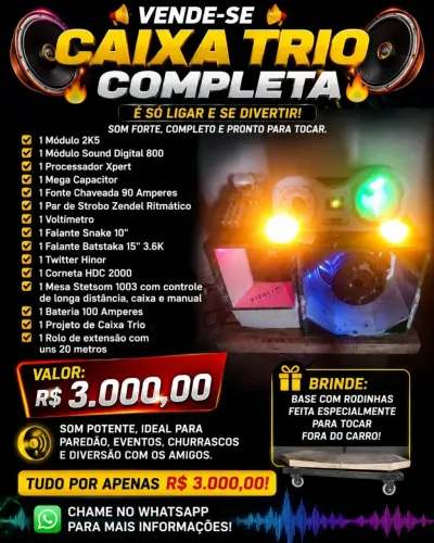 Som Trio Completo para Carro/Casa