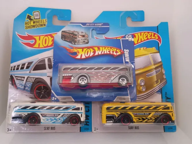 Lote Hot Wheels Surfin' School Bus (3 Variações Raras - Lacrados)