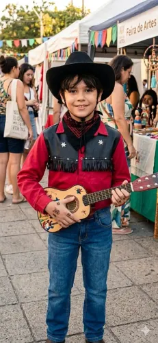 Camisa Country Infantil Vermelha com Detalhes
