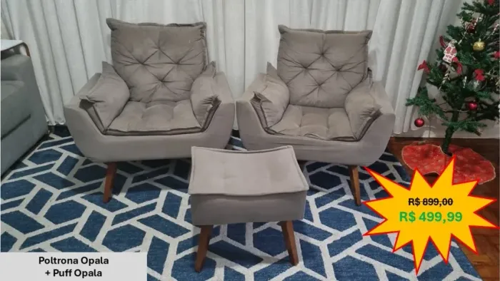 Conjunto Poltrona Opala  + Puff Opala 3 peças