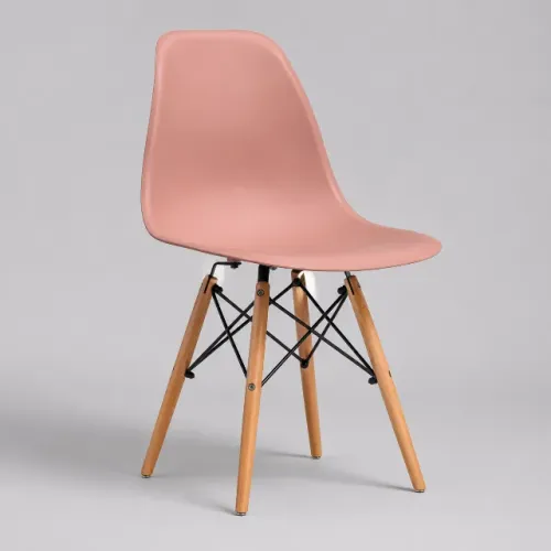 Cadeira Eiffel Rosa - Design Moderno com Pés em Madeira