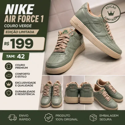 Tênis Nike Air Force - Verde Claro Couro - TAM:42 - R$199