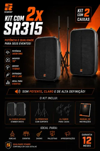 MAIS POTÊNCIA MAIS PRESENÇA KIT 2 CAIXAS STANER SR315