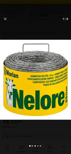 Arame farpado de 250m