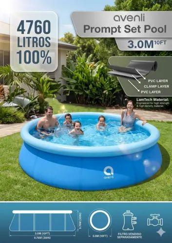 Piscina Avenli Prompt Set 4.760 Litros - 3 Metros (Nova na Caixa)