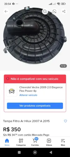 Tampa do filtro de ar Hilux 07 a 15