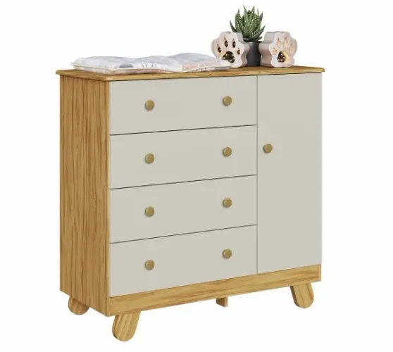 Comoda Pingo 1 Porta Lisa, 100% MDF - Peroba
