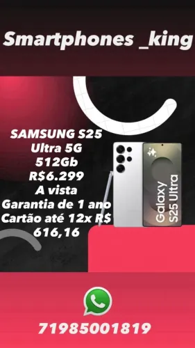 Samsung Galaxy S25 5G ultra 512gb, lacrado, nota fiscal e garantia de 1 ano