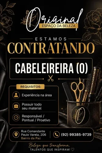 Contrata-se cabelereira com experiência