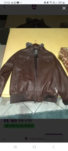 Blusa de couro aveludada marrom