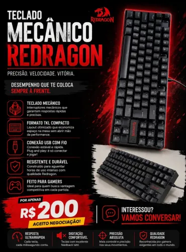 TECLADO MECÂNICO REDRAGON
