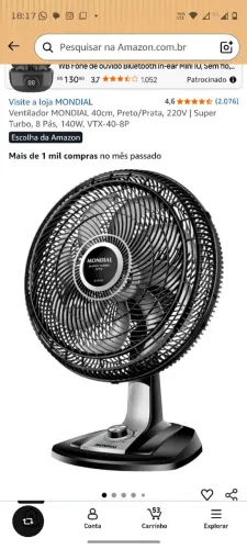 NOVO LACRADO VENTILADOR MONDIAL 40 CM Super Turbo