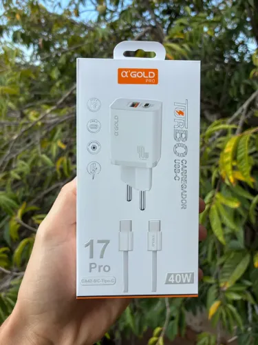 Carregador Turbo 40W USB-C Tipo C Carga Rápida Celular - Produto Novo