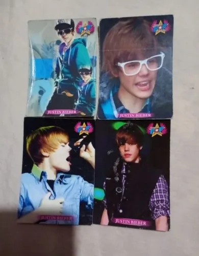 Kit 4 Cards Justin Bieber ídolos pop music