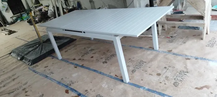 Mesa gourmet de alumínio de regulagem para oito cadeiras