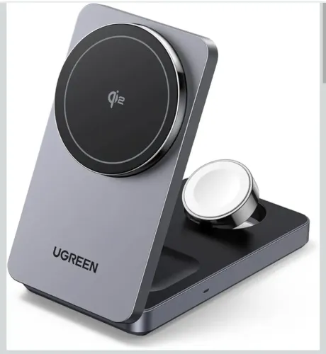 UGREEN Qi2 15W Carregador Sem Fio 3 em 1 Certificado MagFlow, Suporte Dobrável