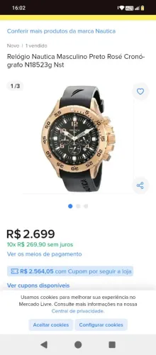 Vendo relógio náutica, precisa trocar bateria