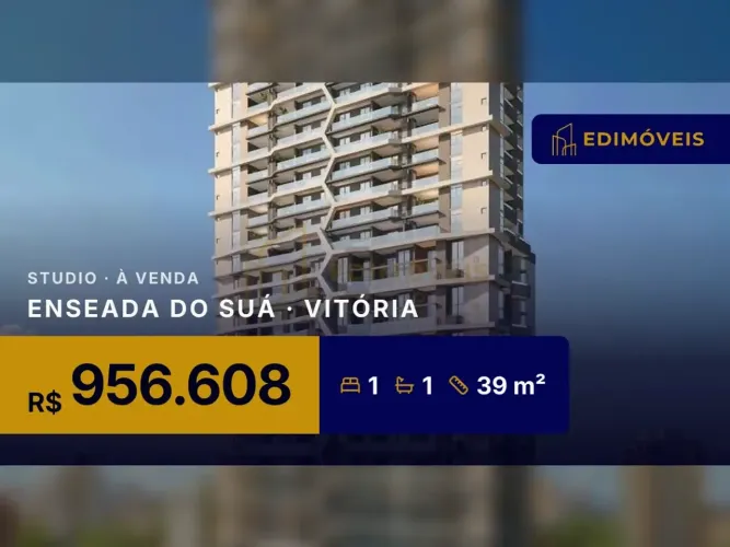 Studio 1 quarto na Enseada do Suá, perfeito para investimento e locação