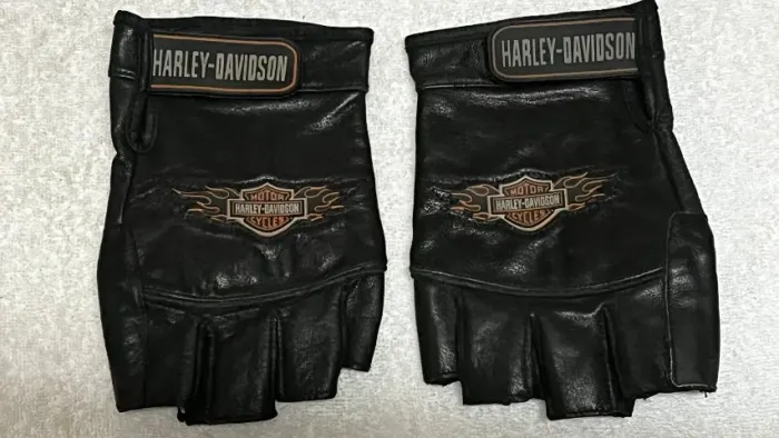 Luvas de couro originais Harley Davidson sem dedos, cano curto para motociclismo 