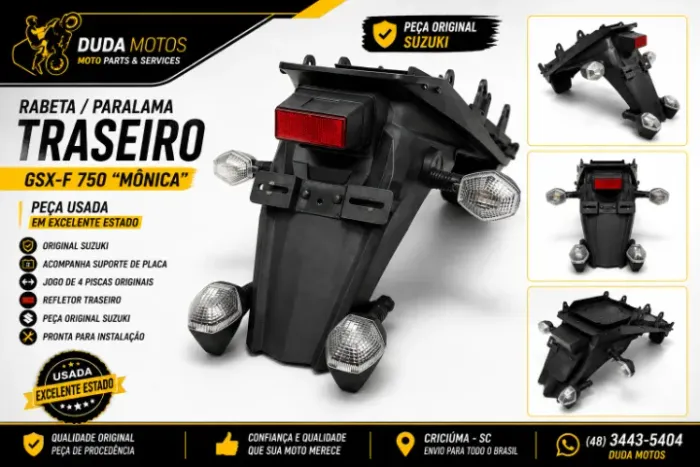 Rabeta / Paralama Traseiro Original Suzuki GSX-F 750 (Mônica)