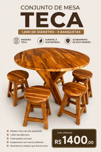 Jogo de Mesa redonda 1,20 de diâmetro nova 