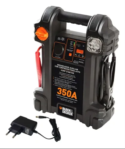 ? Arrancador Auxiliar de Bateria + Compresor de Ar Black & Decker 350A