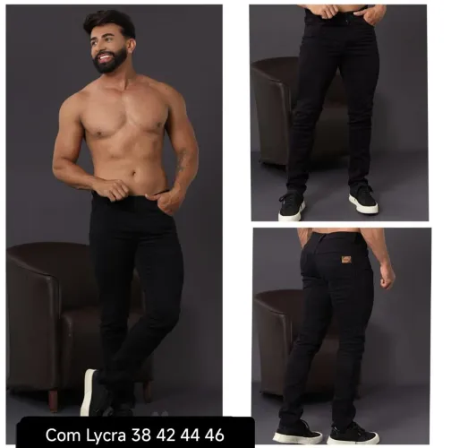 Calças brim colorida com Lycra adulto 