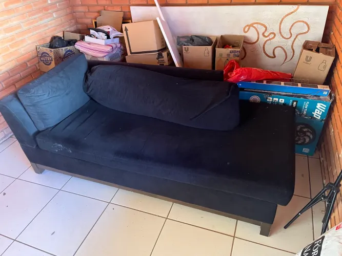 Sofá Preto Veludo 2,25x90 1,90x90